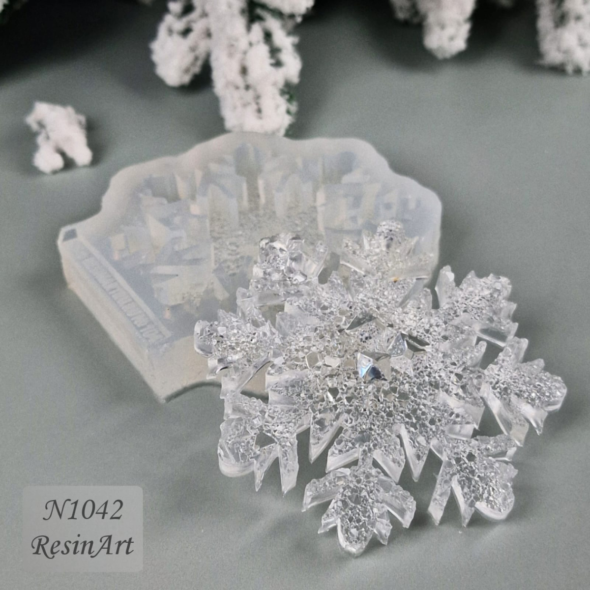 No. 1042 Christmas Ornament Snowflake Crystal Silicone Mold - image 5