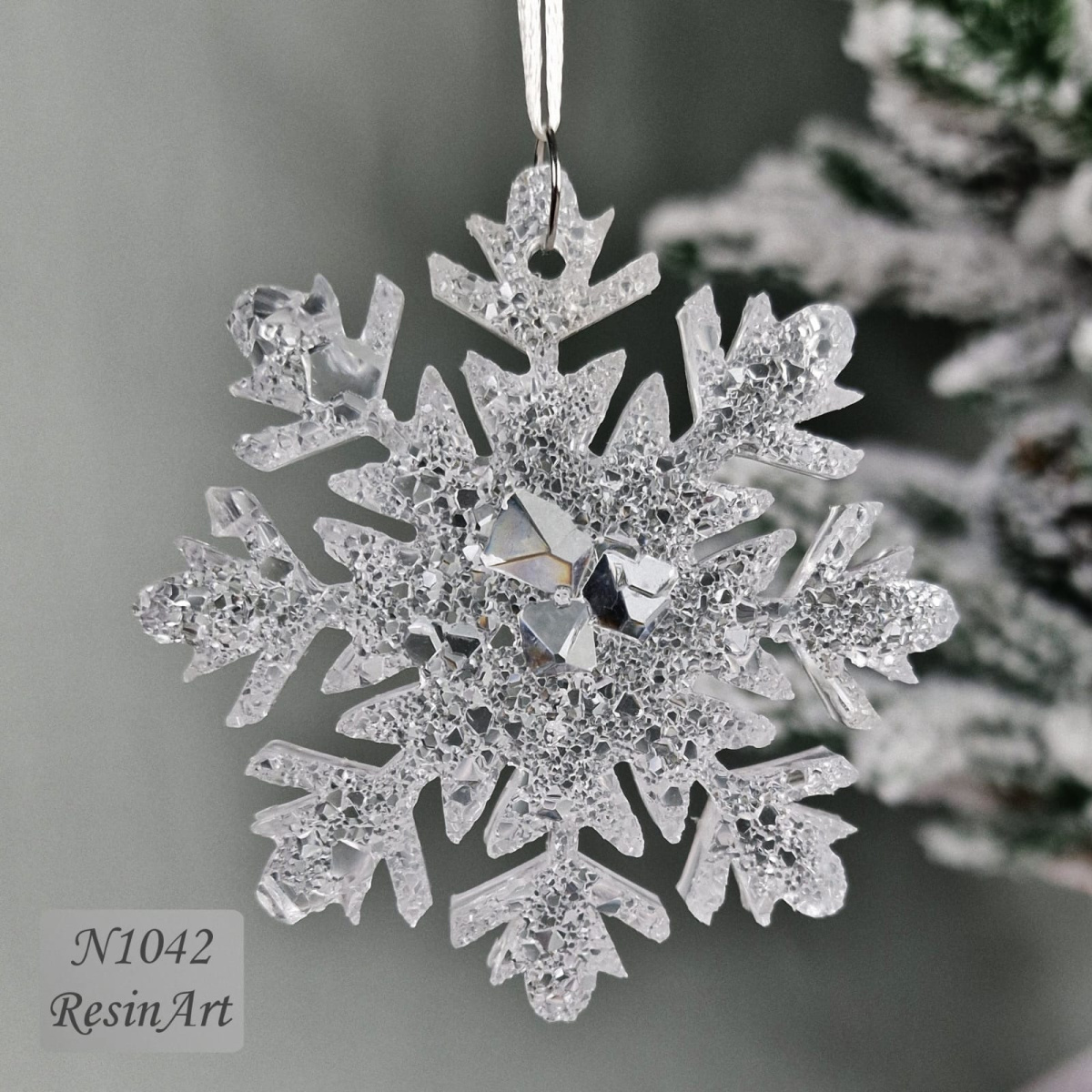 No. 1042 Christmas Ornament Snowflake Crystal Silicone Mold - image 6
