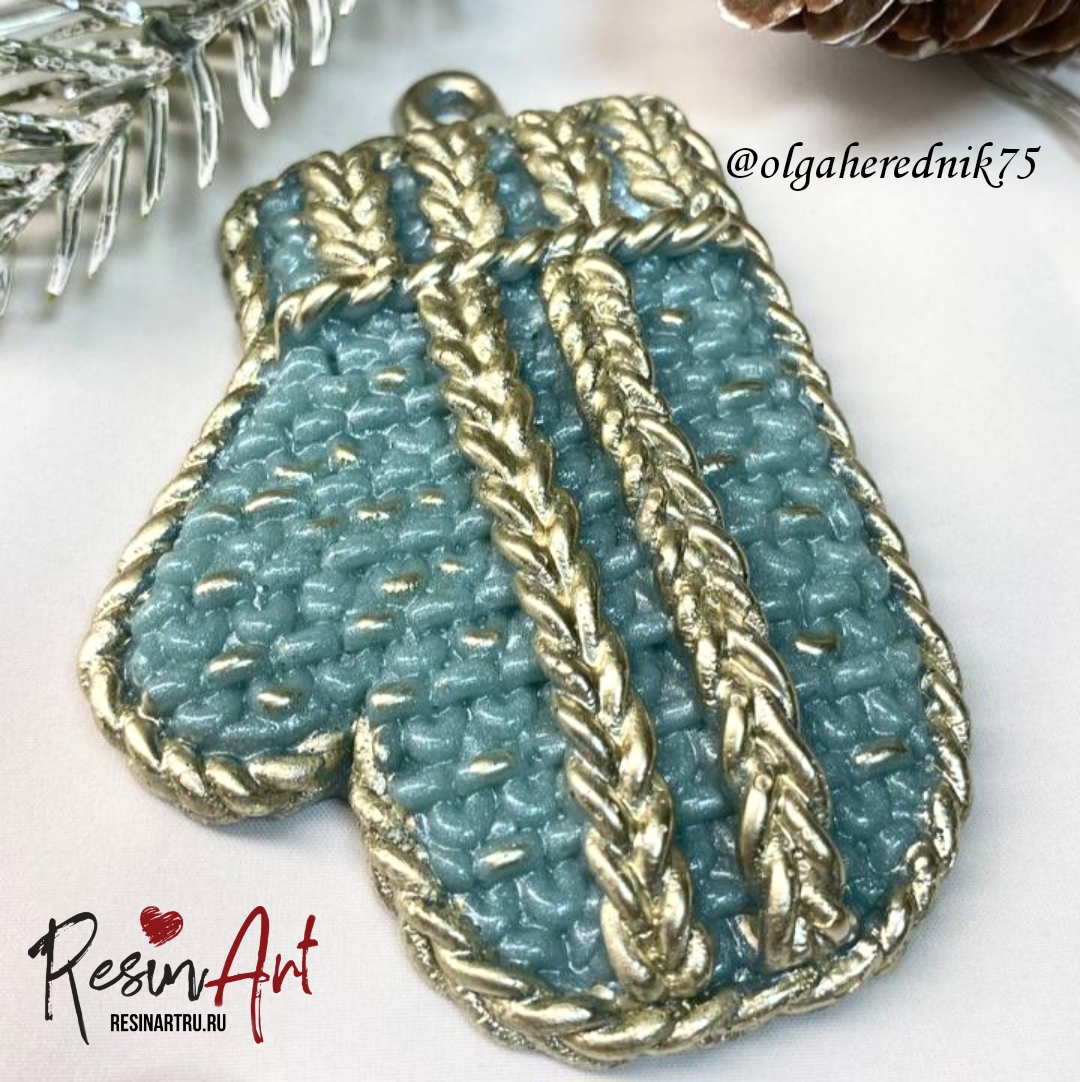 No. 826 Christmas Ornament Mitten (Knitted Texture) Silicone Mold - image 6