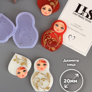 B85 Silicone mold Matryoshka and kokoshnik monogram – image 1